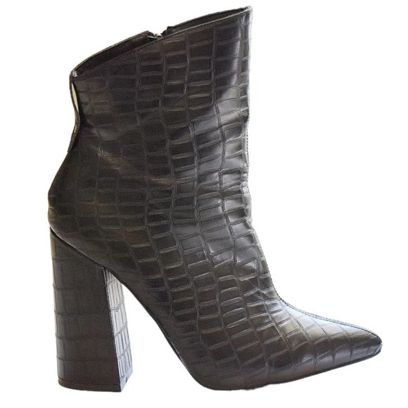 Nasty Gal Faux Black Patent Leather Croc  Ankle Boots - Picture 13 of 13